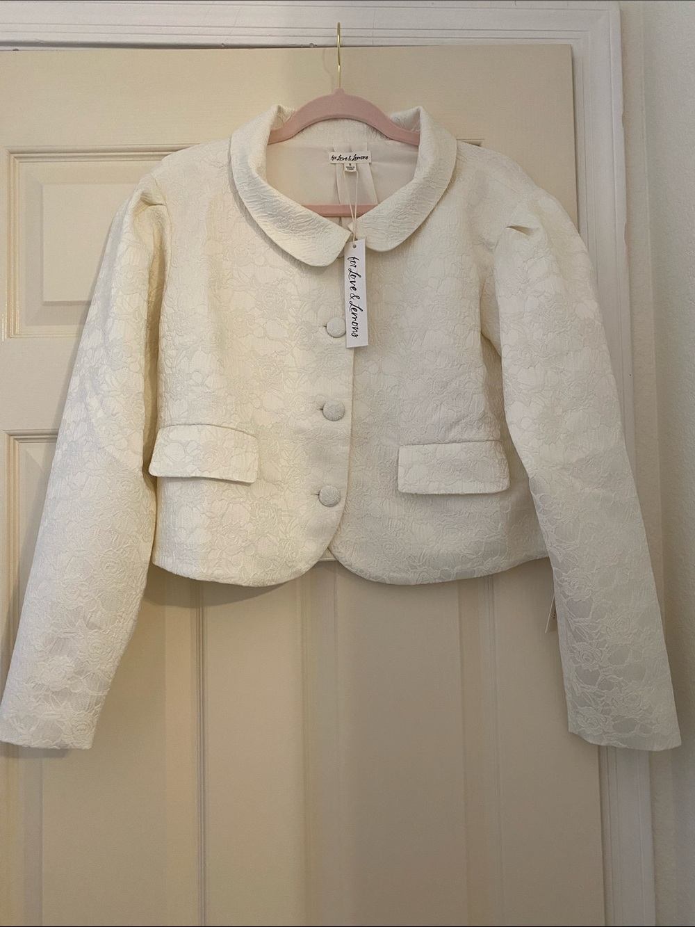 NWT For Love And Lemons Rosie Jacquard Cream Jacket
